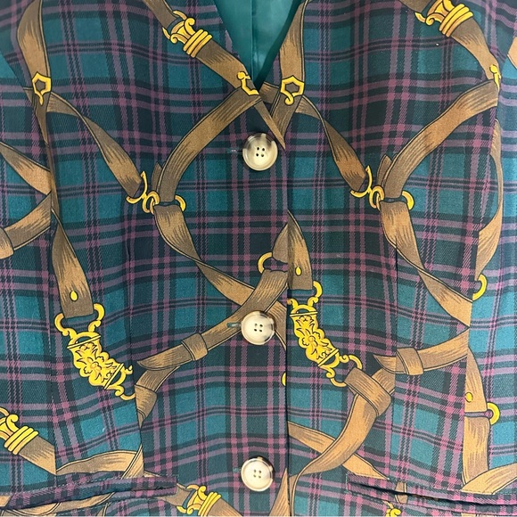 Vintage Jones New York Sport Plaid Vest Brit Bridle SZ Medium Equestrian EUC - Picture 3 of 7